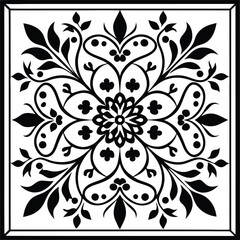 persian carpet pattern illustration black and white