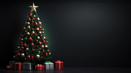 elegant christmas tree dark background