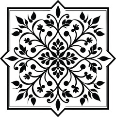 persian carpet pattern illustration black and white