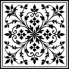 persian carpet pattern illustration black and white