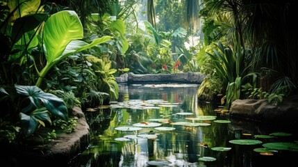 Fototapeta premium serene green tropical plants