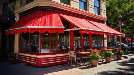 Obraz premium charming red awning