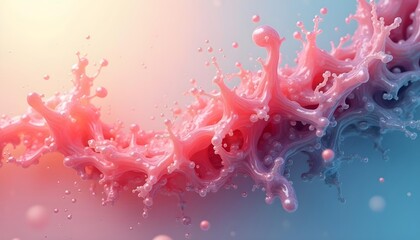 Vibrant abstract fluid art with swirling red, orange, and blue paint-like textures against a white background