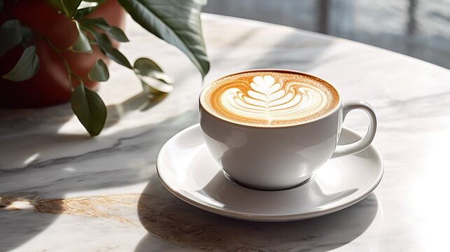 latte coffee mug on table