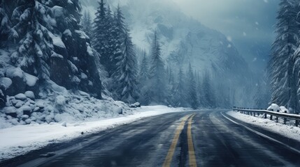 Fototapeta premium treacherous mountain road
