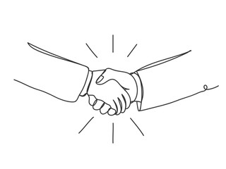 Continuous one line art hand shake shape isolated vector illustration.