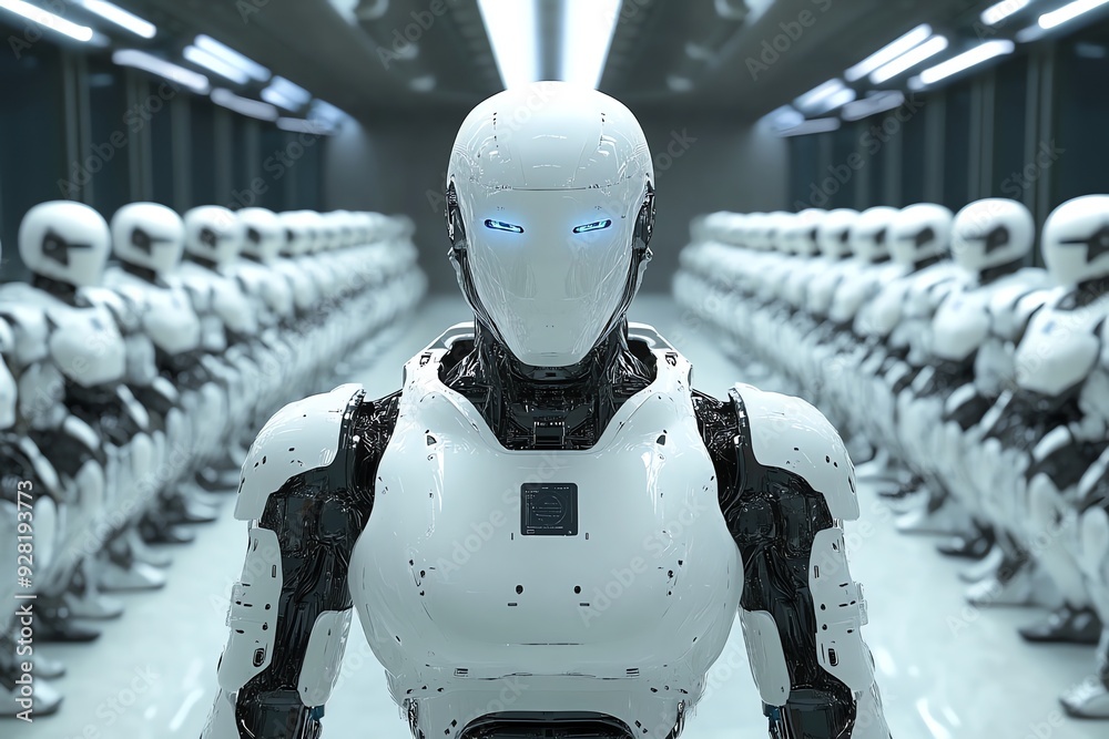 Poster futuristic robot army.