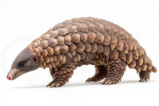 Scaly Anteater Walking on White Background