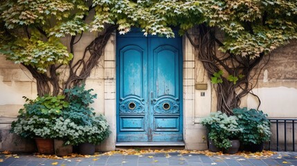 Fototapeta premium blue paris doors