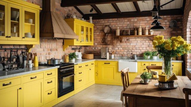 wooden yellow kitchen