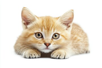 Obraz premium Close-up Portrait of a Curious Orange Tabby Kitten with Green Eyes