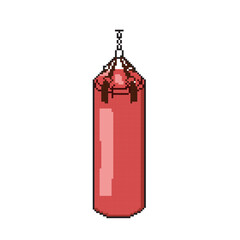 Pixel art punching bag, vector illustration on isolated background.