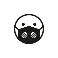 Protective mask on the face. Vector icon.