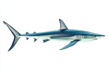 Obraz premium Blue Shark Swimming Against White Background