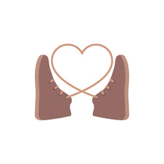 Sneakers with heart laces. Vector illustration. A pair of youth modern sport shoes with heart shaped laces.