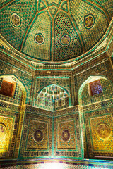 The ensemble of mausoleums of Shahi-Zinda. Interior decoration.