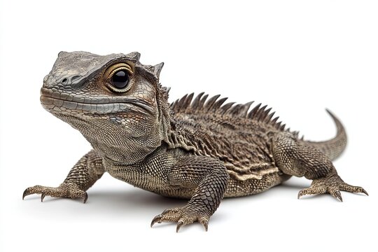 Tuatara Lizard with Spiky Back and Sharp Claws