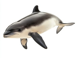 A Close-Up of a Black and White Dolphin Swimming