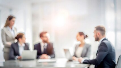 Blurred Business Planning - Out-of-focus background of a business planning session or strategy meeting.
