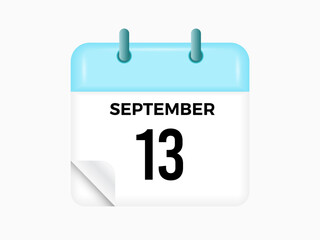 September 13 - calendar and Time planner. Daily Calendar Icon reminder. Vector Illustration.