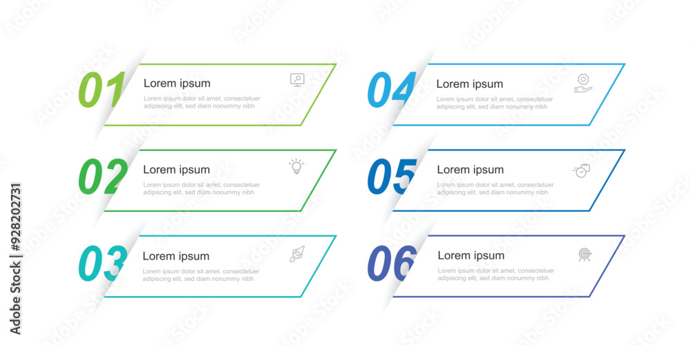 Poster Design template infographic vector element with 6 step process or option