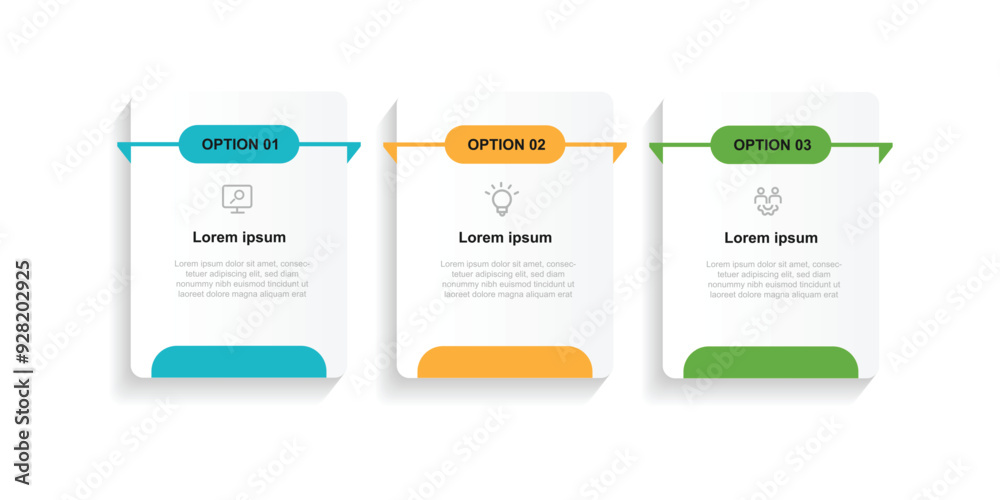 Aufkleber Design template infographic vector element with 3 step process or option suitable for business information and banner presentation