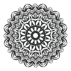 Coloring book simple mandala flower, black and white, vector art , Circular pattern in form of mandala for Henna, Mehndi, tattoo, decoration. Decorative frame ornament in ethnic oriental style