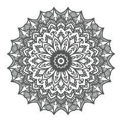 Coloring book simple mandala flower, black and white, vector art , Circular pattern in form of mandala for Henna, Mehndi, tattoo, decoration. Decorative frame ornament in ethnic oriental style