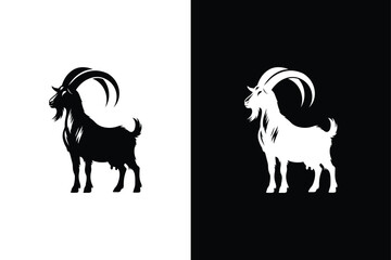 Goat Icon silhouette on Black white. Goat Icon vector illustration.