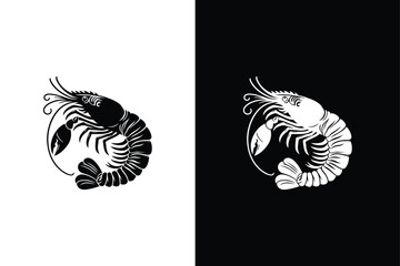 Shrimp silhouette icon. Shrimp silhouette vector illustration black