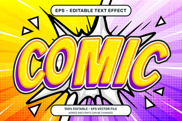 comic 3d text effect and editable text effect with a retro background and illustrations of bombs and smoke