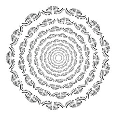 Coloring book simple mandala flower, black and white, vector art , Circular pattern in form of mandala for Henna, Mehndi, tattoo, decoration. Decorative frame ornament in ethnic oriental style