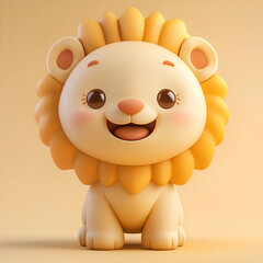 "Cute Lion Cub Cartoon - Adorable Smiling Character Illustration AI Generative"