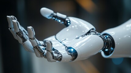 Futuristic robotic hand reaching out.