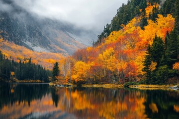 Obraz premium Colorful autumn fall foliage at the mountains