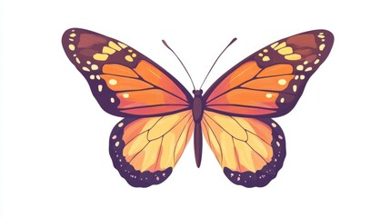 cute cartoon butterfly illustration isolated on white background