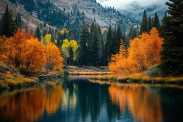 Colorful autumn fall foliage at the mountains