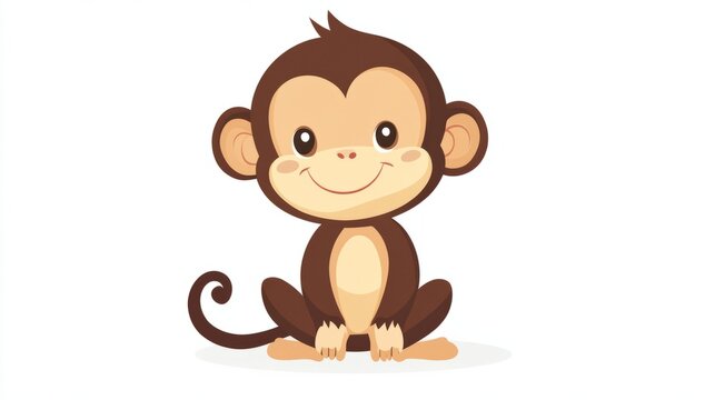 cute cartoon monkey illustration isolated on white background