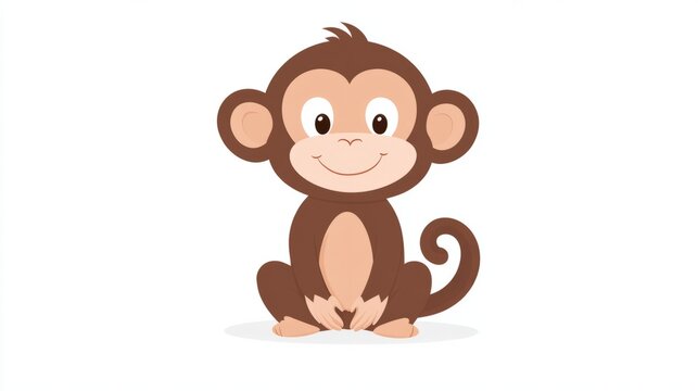 cute cartoon monkey illustration isolated on white background