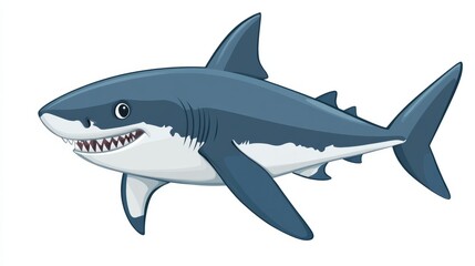 Fototapeta premium cute cartoon shark illustration isolated on white background