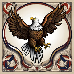Fototapeta premium American bald eagle head illustration logo of a American eagle head American bald eagle