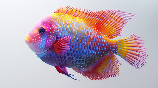 Angel fish, Royal angelfish, Pygoplites diacanthus in tropical coral reef isolated on white background