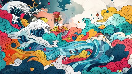 Colorful Abstract Wave Painting