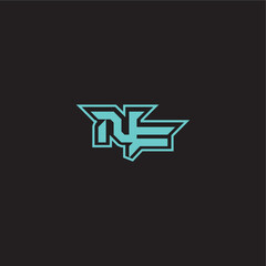 dynamic gaming monogram logo sporty and bold concept NF blue esport letter
