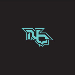 dynamic gaming monogram logo sporty and bold concept NQ blue esport letter