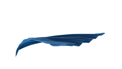 Flowing blue silk scarf isolated on white background