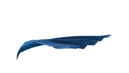 Flowing blue silk scarf isolated on white background