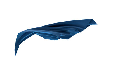 Flowing blue silk scarf isolated on white background