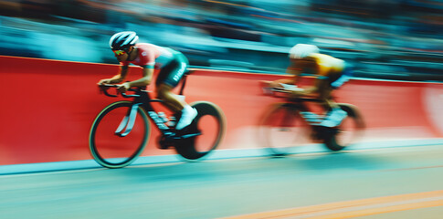 Cyclist pedaling on a racing bike on competition