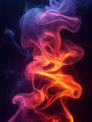 Minimalist Neon Frame in Abstract Smoke Background